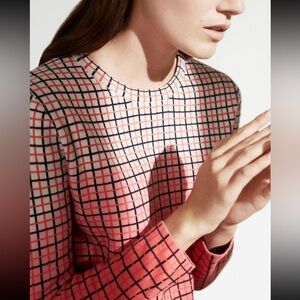 COS Pink Grid Check 100% Cotton Sweater small casual business dorm